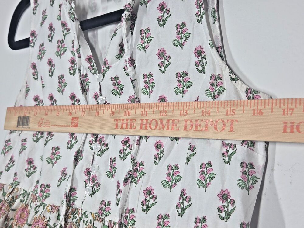 JAPNA Cotton Sleeveless Tiered Thistle Dress MEDIUM Boho Peasant Cottage Floral - Picture 5 of 10